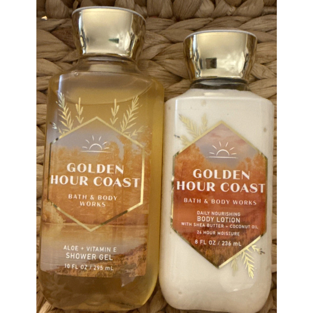 2x Bath & Body Works GOLDEN HOUR COAST Shower Gel & Body Lotion SET ~ FREE SHIP